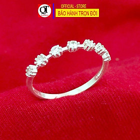 Nhẫn nữ đính đá bản nhỏ phong cách styl chất liệu bạc ta gắn đá cobic cao cấp trang sức Bạc Quang Thản – QTNU63
