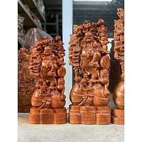 Tượng phật di lặc ngũ phúc bằng gỗ hương đá kt cao 60×25×14cm