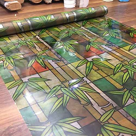 Mua Giấy dán kính cây tre cây trúc xanh vàng - khổ 90cm - có sẵn keo