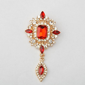 Crystal Rhinestone Angle Tears Red Gemstone Brooch Pin Wedding Bridal Gift
