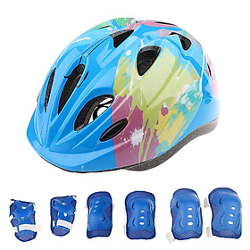 7 Pieces Kid Child Roller Skating Cycling Skateboarding Helmet Knee Wrist Elbow Pad Protector Set