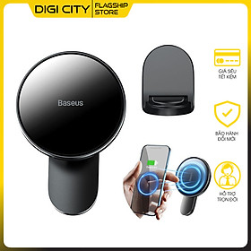 Đế giữ điện thoại tích hợp nam châm và Sạc không dây dùng trên xe ô tô Baseus Big Energy Car Mount Wireless Charger (15W, Magsafe Wireless Quick Charger and Holder for Car) - Hàng Chính Hãng 
