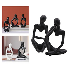 Thinker Sculpture Figurine Home Statues Modern Bookcase Decorations