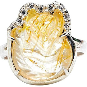 Nhẫn Bạc Hồ Ly Thạch Anh Tóc Vàng Ngọc Quý Gemstones N5