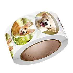 500x Dog Stickers Sealing Stickers Round Animal Stickers Roll Puppy Stickers for Holiday Decoration