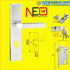 Mua Khóa tay gạt dài 260mm NEWNEO - Ruột 1 bên chìa  2 bên chìa - Ban công