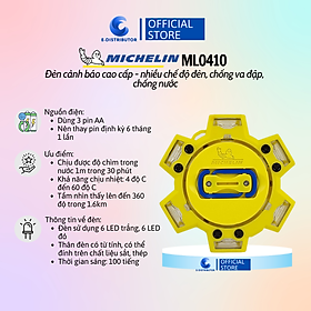 Đèn cảnh báo an toàn cao cấp nhiều chế độ đèn, chống va đập và chống nước Michelin ML0410 - Hàng Chính Hãng