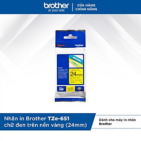 Nhãn in Brother TZe-651 chữ đen trên nền vàng (24mm) - Hàng chính hãng