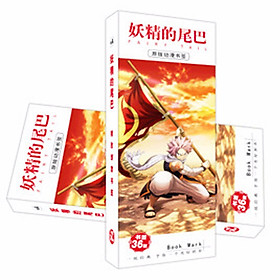 Hộp Bookmark Fairy tail 36 tấm (nền cam đỏ) anime
