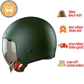 Nón bảo hiểm 3/4 ROYAL M139 có kính âm màu XANH LÍNH NHÁM