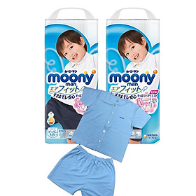 Combo 2 gói tã quần Moony cao cấp size M58/L44/XL38/XXL26 tặng bộ quần áo Nous và đồ chơi Toys House