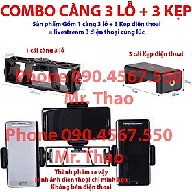 Bộ Cây Tripod + 5 Kẹp điện thoại + 5 Càng xoay 360 độ , Gậy chụp ảnh 3 chân, Cây livestream quay video, dựng phim