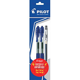 Combo Pilot 05 : 2 Bút Gel G-2 Mực Xanh + 1 Bút Gel G-Tec Mực Đen