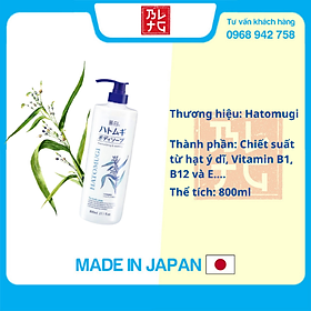 Sữa Tắm Trắng Da Giữ Ẩm Hatomugi Nhật Bản 800ml(Tặng bông tắm màu ngẫu nhiên)
