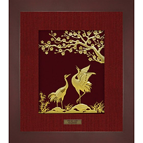 Mua Tranh Vàng 24K PRIMA ART - HẠC VÀNG VÀ CÀNH MAI 1 - Kích thước 25 x 29 cm - CGS-0551-02