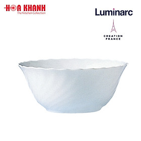 Tô Thủy Tinh Luminarc Diwali Trianon Trắng 18cm đựng thứ ăn, kháng vỡ, cường lực - Bộ 3 cái - N3651