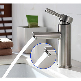 Vòi lavabo nóng lạnh thân tròn inox 304