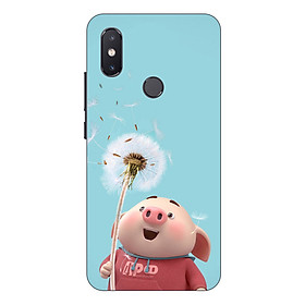 Ốp lưng điện thoại Xiaomi Mi 8 SE hình Heo Con và Hoa Bồ Công Anh - Hàng chính hãng