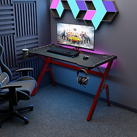 Mua Bàn Gaming  Bàn Chơi Game Chân Chữ K Mặt Bàn Đen Đèn LED 7  LED 9  LED T Series 120X60 - GM70 (tặng khay đựng cốc + móc treo tai nghe)