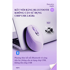 Mua Chuột không dây INPHIC M8BT kết nối bằng Bluetooth thiết kế nhỏ gọn với màu tím Lavender cực đẹp dành cho các bạn nữ - HT