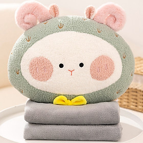 Mua Gối Tựa Lưng Văn Phòng Kèm Chăn 3 Trong 1 Cừu Non Cao Cấp - Màu Xanh Mint Dùng Để Ngủ Tại Văn Phòng  Đi Du Lịch Hoặc Quà Tặng Cho Người Thân