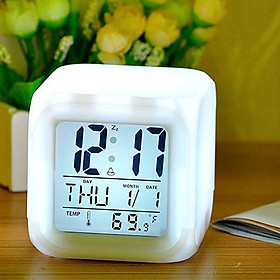 Đồng Hồ Báo Thức Kỹ Thuật Số Đa Năng Hình Khối Lập Phương Có Đèn LED