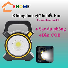 Đèn pin sạc năng lượng mặt trời kiêm sạc dự phòng ehome đèn cắm trại cob