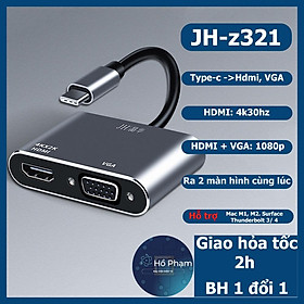 Mua Hub Usb Type-c sang HDMI+VGA cho Táo  XPS  SS Dex hỗ trợ táo M1  M2 - JH Z321 - Hồ Phạm