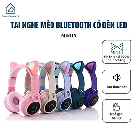 Tai Nghe Mèo Bluetooth Có Đèn LED Đáng Yêu