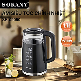 Ấm đun nước siêu tốc SOKANY SK-09050, Ấm đun nước giữ nhiệt dung tích 1.7L, hâm nước pha sữa, điều chỉnh, hiển thị nhiệt - HÀNG CHÍNH HÃNG - DELIYA