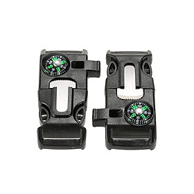 Lixada Plastic Whistle Quick Release Buckle Flint Fire Starter For Paracord Bracelet Outdoor Camping Emergency (Pack Of 2)