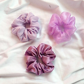 Combo 3 dây buộc tóc Scrunchies trơn. (Tặng kèm kẹp tóc)