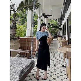 ĐẦM BODY SUÔNG VIỀN PHỐI JEAN CÁCH ĐIỆU, NHẸ NHÀNG, TÔN DÁNG, SANG TRỌNG. HÀNG NHẬP LOẠI 1, FORM DÁNG CHUẨN