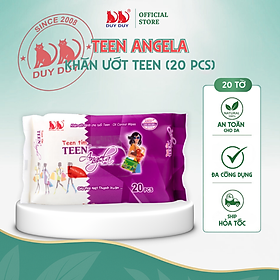 Combo 5 Gói Khăn ướt tuổi teen Angela tím 20pcs, thích hợp tuổi teen, cho gia đình và đi dã ngoại