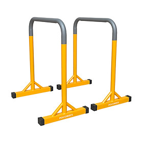 Xà kép Parallettes Dip cao 90cm, Pocorrys PAD-10, Màu ghi nhám - vàng