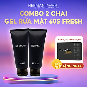 Gel rửa mặt ngăn ngừa mụn Nerman Nano Curcumin 60s Fresh dành riêng cho nam làm sạch sâu, ngăn ngừa vi khuẩn gây mụn (100ml)