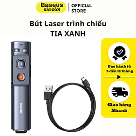 Bút Laser trình chiếu Baseus Orange Dot Wireless Presenter Green Lasercharging cho Laptop Macbook (100m. 2.4Ghz USBType C Receiver, Wireless Remote Control)-MKCD- Hàng chính hãng