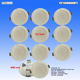 Combo 10 Đèn Led Âm Trần 7w Siêu Nhẹ DOB Ánh Sáng Trắng