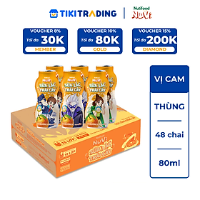Thùng 48 chai Sữa Lắc Trái Cây Nuvi Hương Cam 80ml - Tăng Cường Chiều Cao, Phát Triển Trí Não