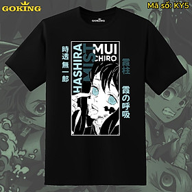 Áo thun nữ in hình Muichiro Kimetsu No Yaiba, mã KY5. Áo phông Thanh Gươm Diệt Quỷ Demon Slayer - Đen, 100% cotton - 2XL