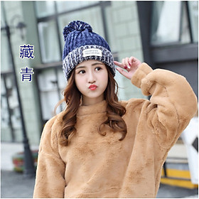 Mũ nón len nữ thu đông chống lạnh logo thời trang Hàn Quốc dona23062801