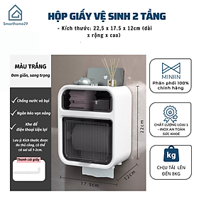 Hộp Đựng Giấy Vệ Sinh 2 Tầng Cao Cấp Hộp Đựng Giấy  Vệ Sinh Dán Tường Có Kệ Để Điện Thoại - Hàng Chính Hãng MINIIN