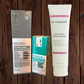 Combo Detox Blanc Thải độc Giảm mụn tận gốc Mặt Nạ Detox mask và Serum mụn Lộc Đề(mẫu mới) + Tặng kèm Sữa Rửa Mặt