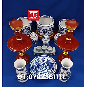 Mua BỘ BÁT HƯƠNG VẼ RỒNG ĐẾ GỖ SƠN SON THẾP VÀNG ĐK BÁT 14 16 18 20CM