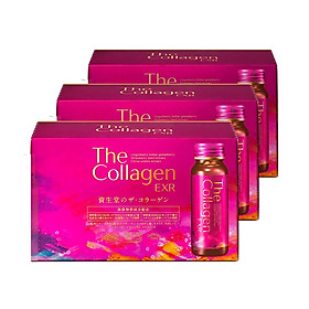 Combo 03 hộp Nước uống đẹp da The Collagen Shiseido EXR Hộp 10 chai x 50mL