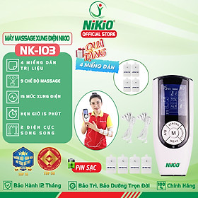 Máy Massage Xung Điện Trị Liệu Nikio NK-103 - 4 Miếng Dán Mát Xa Thư Giãn Giảm Đau Nhức Toàn Thân, 9 Chế Độ, 15 Cường Độ Matxa Tùy Chỉnh - Dòng Cao Cấp Pin Sạc