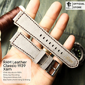 Dây đồng hồ da bò RAM CLASSIC 1939 Sang trọng (màu đồng phục Lục quân Đức) - HÀNG CHÍNH HÃNG