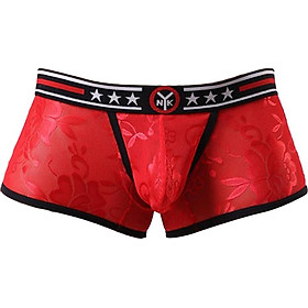 Men's Sexy Boxers Sheer Shorts Lace Embroider Clubwear Trunk(4 colors 3size)