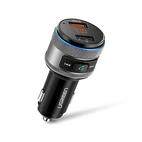 Ugreen UG60283ED029TK QC 3.0 + FM + Bluetooth 4.2 Black Gray Tẩu sạc nhanh + bộ phát FM + Bluetooth 4.2 cho xe hơi - HÀNG CHÍNH HÃNG