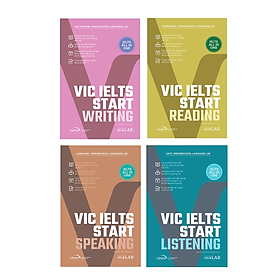 Combo 4 cuốn VIC Start IELTS All in One: Reading + Writing + Listening + Speaking - Trọn bộ 4 kỹ năng Bứt phá toàn diện cho người tự học IELTS